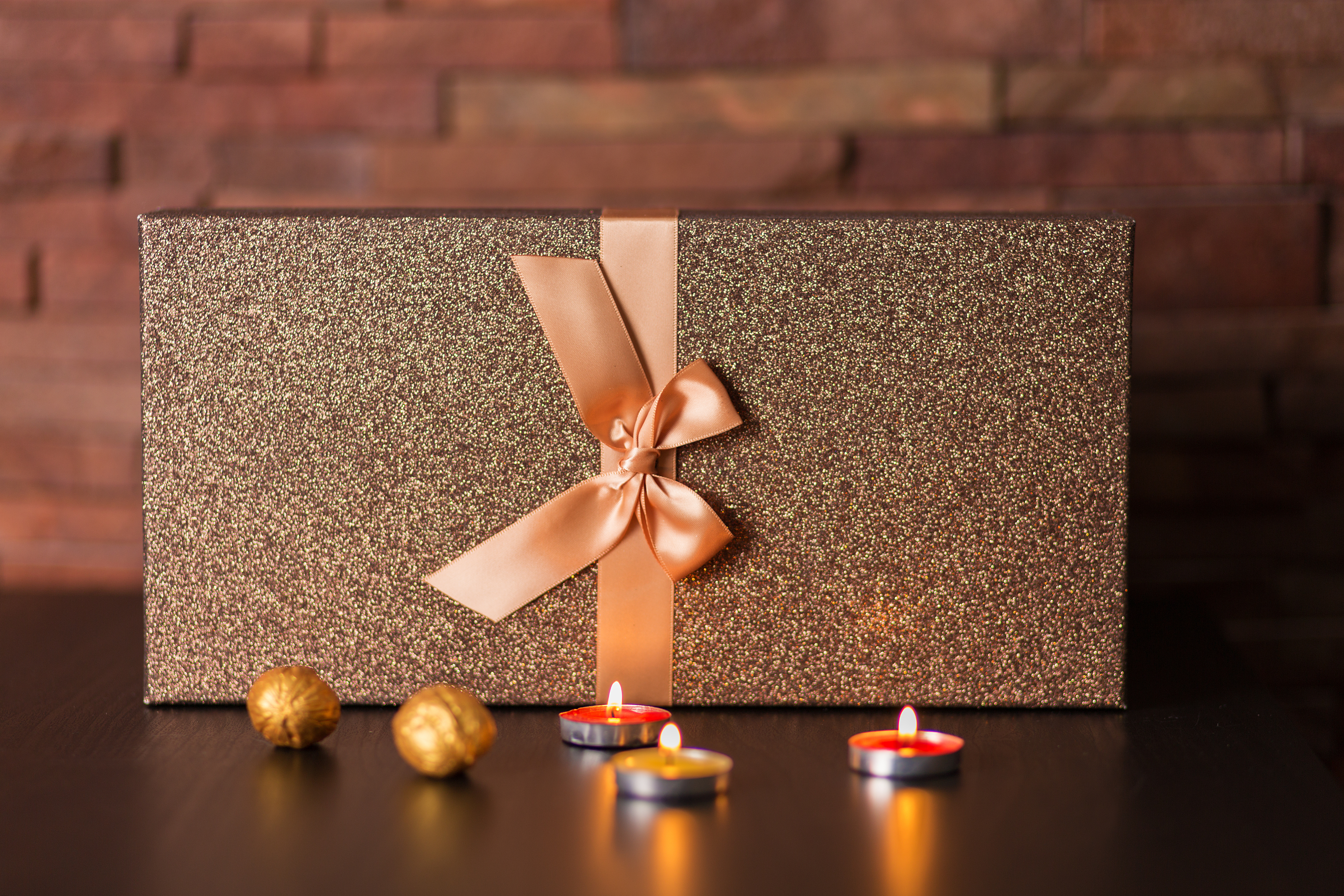 Holiday gift box with ribbon